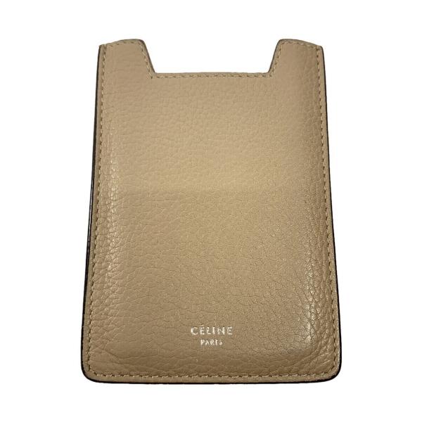 CELINE◆カードケース/レザー/BEG/無地/レディース