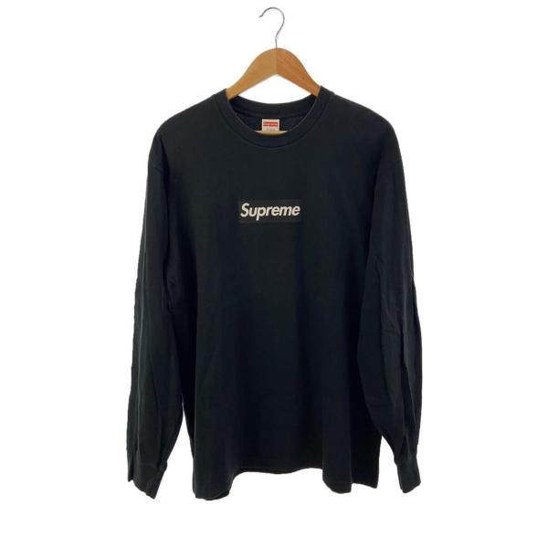 Supreme◆Box Logo L/S Tee/長袖Tシャツ/L/コットン/BLK/全体色褪せ有