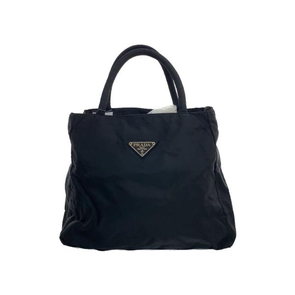 PRADA◆ミニハンドバッグ/トライアングルロゴ/ナイロン/ブラック//