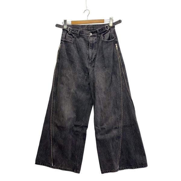 GRANCY◆ZipDesign Buggy DenimPants/バギーパンツ/L/コットン/ブラ...