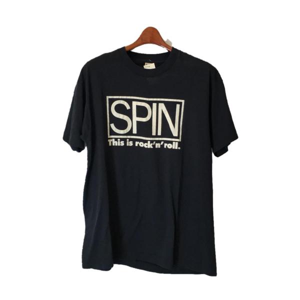 SPIN magazine/Tシャツ/XL/コットン/BLK/プリント/ヤケ有