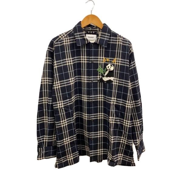 doublet◆PUPPET ANIMAL EMBROIDERY SHIRT/M/ウール/NVY/チ...