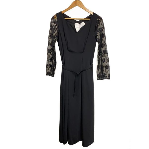 AMERI◆長袖ワンピース/ポリエステル/BLK/無地/0282531021