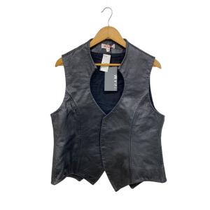 MASU◆24AW//BAT LEATHER VEST/46/山羊革/BLK/MPFW-VT0224