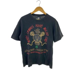 STUSSY◆×nine rulaz/×mighty crown/Tシャツ/M/コットン/ブラック