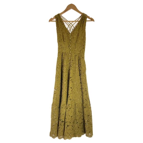 AMERI◆MEDI BACK CROSS DRESS/ノースリーブワンピース/コットン/イエロー/...