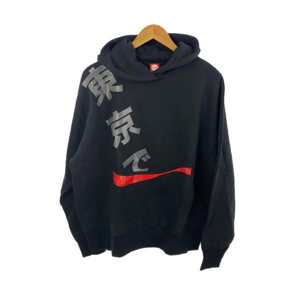 Coca・Cola◆TOKYO LOGO HOODIE/パーカー/L/コットン/BLK/IN-011