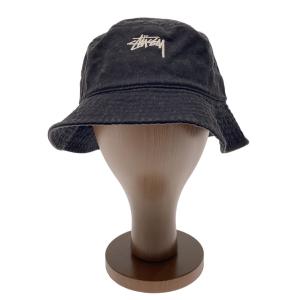 STUSSY◆バケットハット/S/コットン/BLK/無地/レディース/1321023//