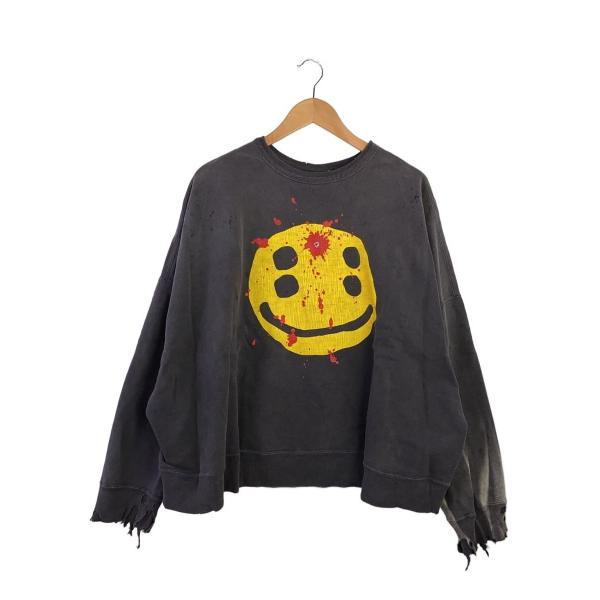 SAINT MICHAEL◆CP CREW SWEAT SMILE/スウェット/M/コットン/GRY...