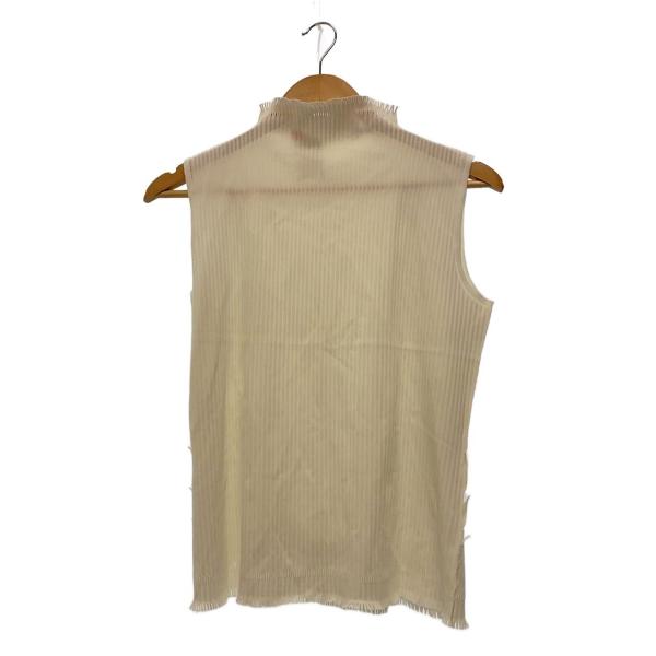 PLEATS PLEASE ISSEY MIYAKE◆ノースリーブブラウス/3/ポリエステル/WHT...