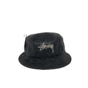 STUSSY◆ハット/ポリエステル/GRY/チェック/メンズ/1321052/バケットハット//