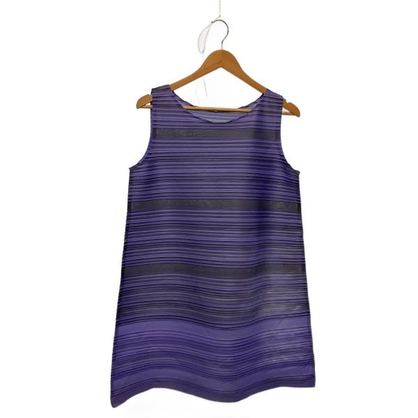 PLEATS PLEASE ISSEY MIYAKE◆ノースリーブブラウス/3/ポリエステル/PUP...