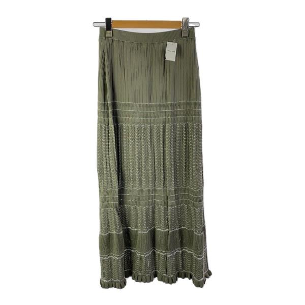 AMERI◆GLITTER BORDER KNIT SKIRT/M/レーヨン/KHK/0131092...