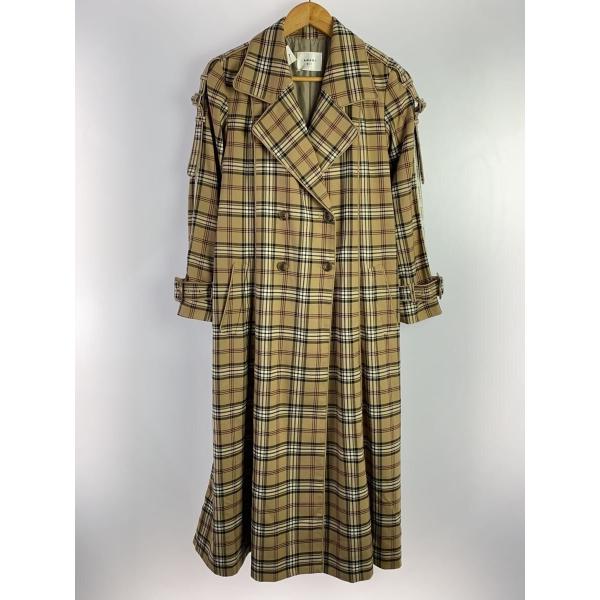AMERI◆トレンチコート/S/ポリエステル/BEG/チェック/01920740550