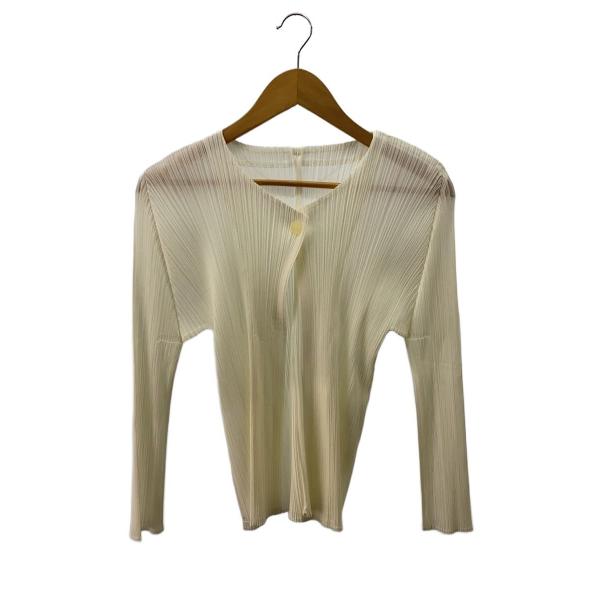 PLEATS PLEASE ISSEY MIYAKE◆カーディガン(薄手)/3/--/WHT/無地/...