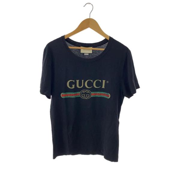 GUCCI◆ロゴ ウォッシュドオーバーサイズTシャツ/XS/コットン/BLK/440103-X3F0...