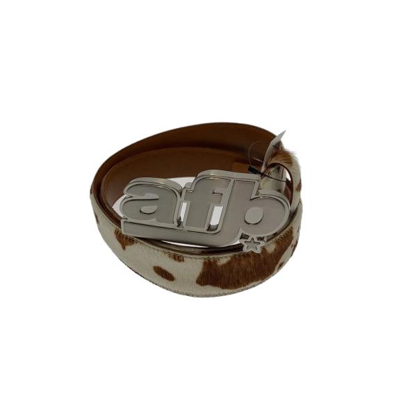AFB◆LOGO BUCKLE BELT/ベルト/レザー/キャメル/メンズ