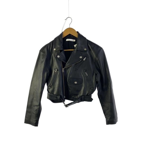 MOUSSY◆ダブルライダースジャケット/1/羊革/ブラック/010CSS30-0480