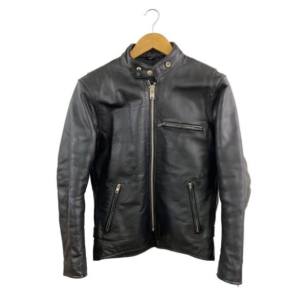 FREEDOM◆シングルライダースジャケット/36/レザー/BLK/無地