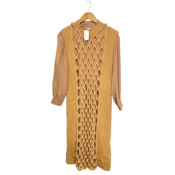 AMERI◆長袖ワンピース/FREE/ポリエステル/BRW/02020521070