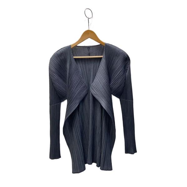 PLEATS PLEASE ISSEY MIYAKE◆カーディガン(薄手)/4/ポリエステル/GRY...