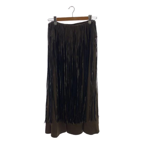 AMERI◆FRINGE BELT SET MERMAID/ロングスカート/M/ポリエステル/KHK...