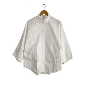 HERMES◆ドローストリングチュニックシャツ/長袖ブラウス/38/コットン/WHT//
