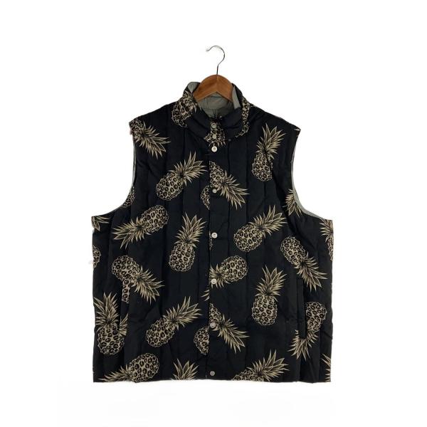 TAION◆ダウンベスト/XL/レーヨン/BLK/総柄/TAION-V09JS