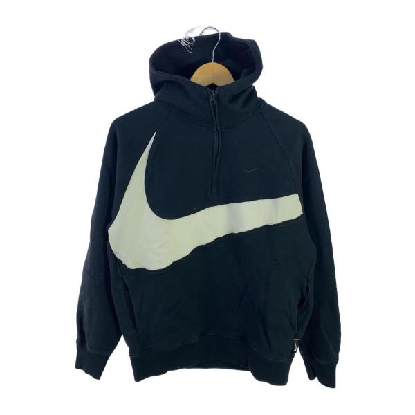 NIKE◆AS M NK SWOOSH FLC HZ HOODIE/S/コットン/BLK/DX056...