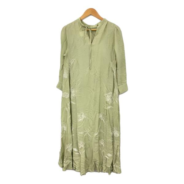 AMERI◆2WAY FLOWER GARDEN DRESS/長袖ワンピース/S/KHK/無地/01...