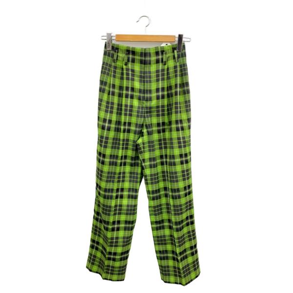 AMERI◆22AW/TARTAN CHECK STRAIGHT PANTS/M/GRN/チェック/...