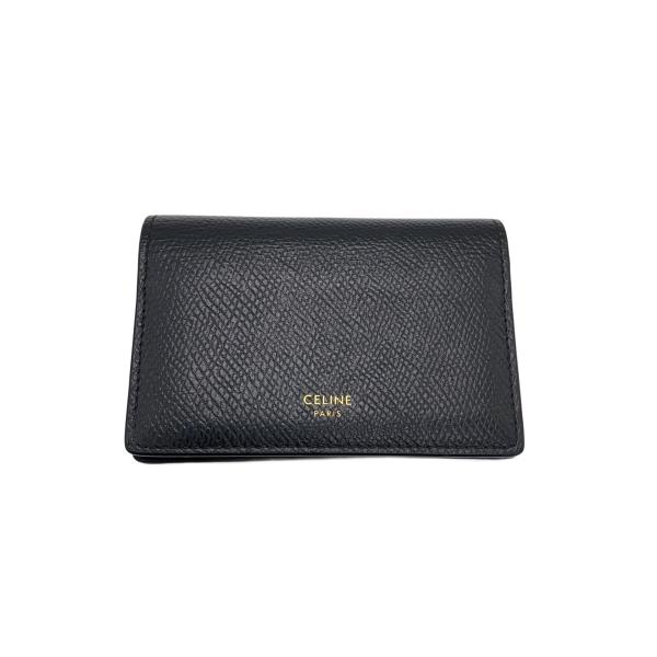 CELINE◆カードケース/レザー/BLK