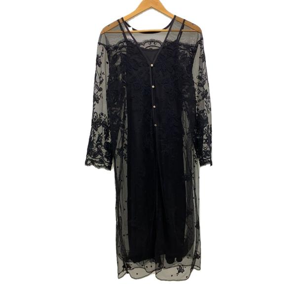 AMERI◆長袖ワンピース/S/ナイロン/BLK/02110551100//