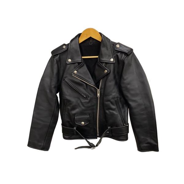 FREEDOM◆ダブルライダースジャケット/S/レザー/BLK/無地