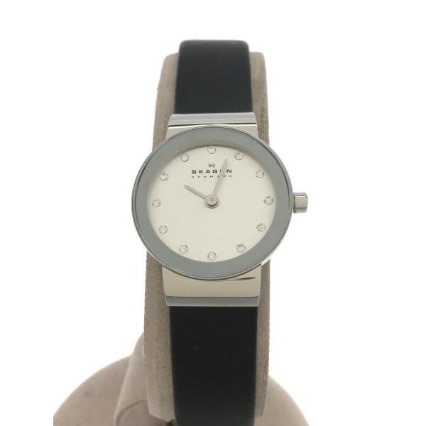 SKAGEN◆クォーツ腕時計/358XSSLBC/アナログ/レザー/SLV/BLK/スカーゲン/リス...