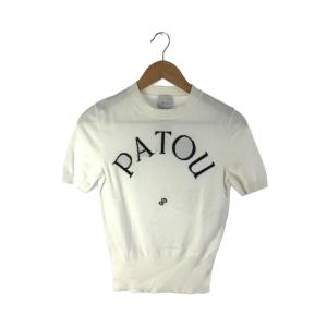 PATOU◆ジャカードニットロゴTシャツ/S/コットン/WHT/KN0688045001W