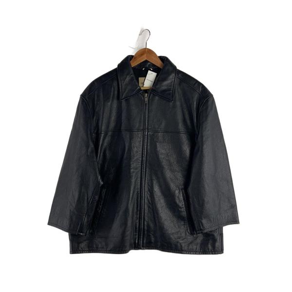 GUESS◆レザージャケット・ブルゾン/XL/レザー/BLK/無地/GUESS COMPANY
