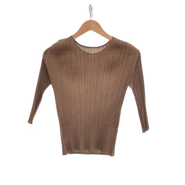 PLEATS PLEASE ISSEY MIYAKE◆長袖ブラウス/3/ポリエステル/BRW/PP7...