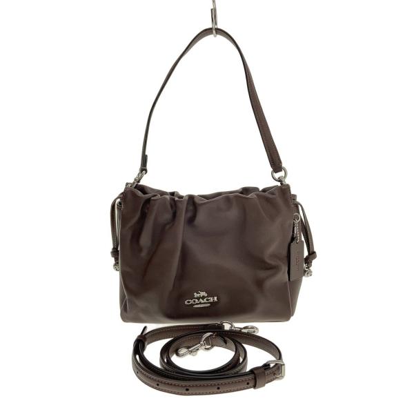 COACH◆ショルダーバッグ/レザー/BRW/無地/CT763