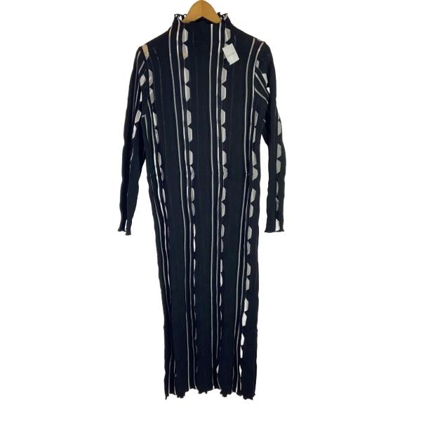 AMERI◆メディシアージオメトリックニットドレス/F/ポリエステル/BLK/総柄/02210560...