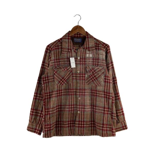 PENDLETON◆長袖シャツ/70s/オープンカラー/M/ウール/BRW/チェック