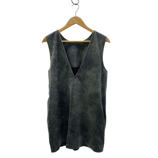 AMERI◆ベスト/FREE/フェイクレザー/GRY/無地/01120450040