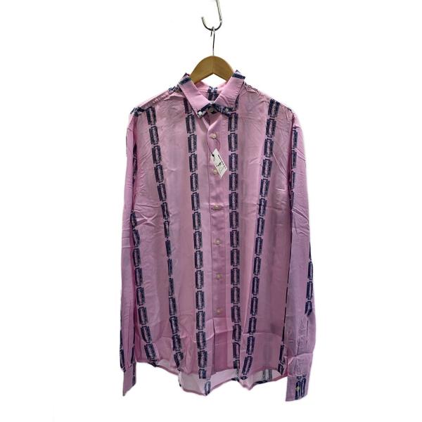 PALACE◆RAZOR SHARP SHIRT/長袖シャツ/L/レーヨン/PNK/総柄