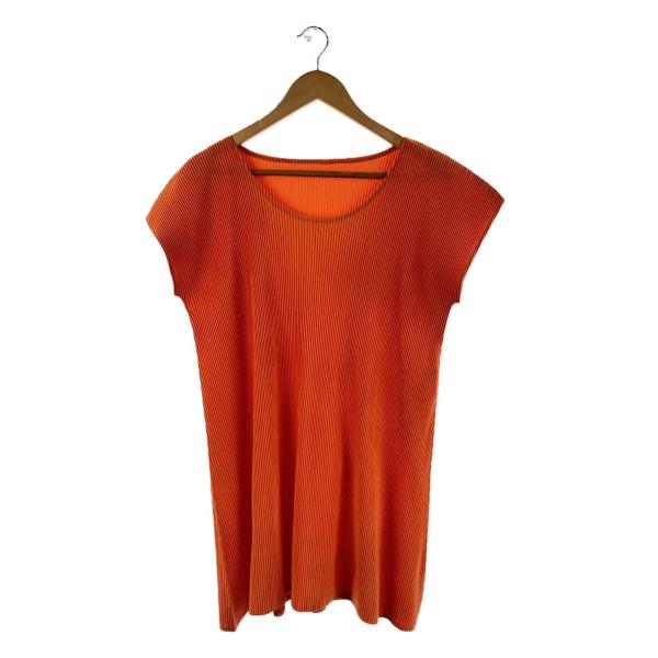 PLEATS PLEASE ISSEY MIYAKE◆ノースリーブブラウス/3/ポリエステル/ORN...