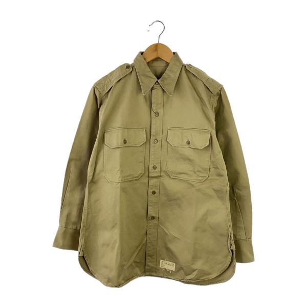 US.ARMY◆50s/チノシャツ/15.5/コットン/BEG/無地