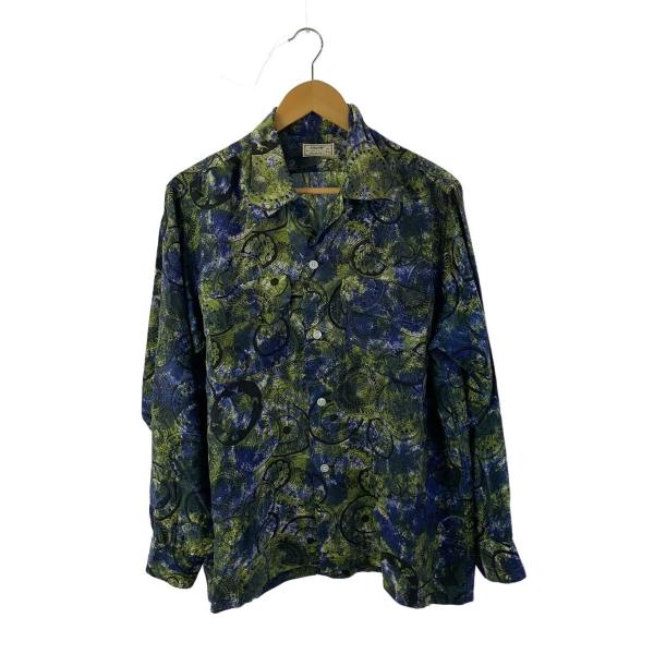 ARROW◆40s-50s/オープンカラー/幾何学模様/長袖シャツ/16.5/--/GRN/総柄