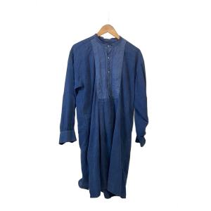 EURO VINTAGE◆EV/ユーロヴィンテージ/インディゴリネンスモック/長袖シャツ/--/--/NVY/無地//