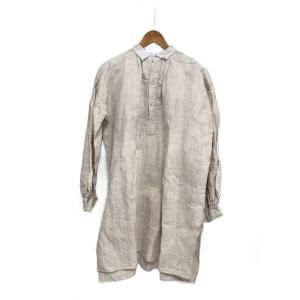 EURO VINTAGE◆EV/30s/フレンチヴィンテージ/スモックシャツ/長袖シャツ/リネン/CRM/無地//