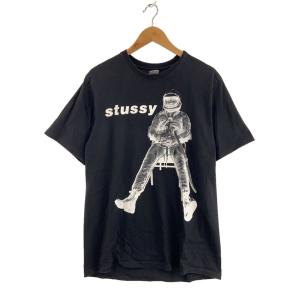 STUSSY◆Tシャツ/M/コットン/BLK/astronaut//