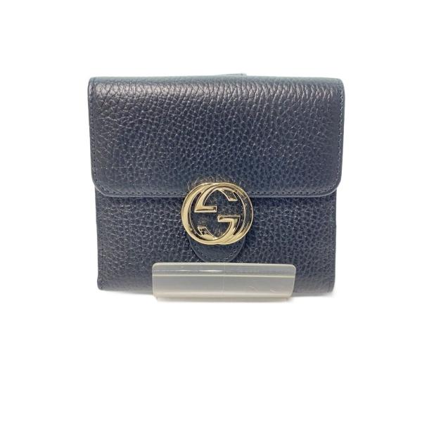 GUCCI◆2つ折り財布_インターロッキングG/PVC/BLK/無地/レディース//